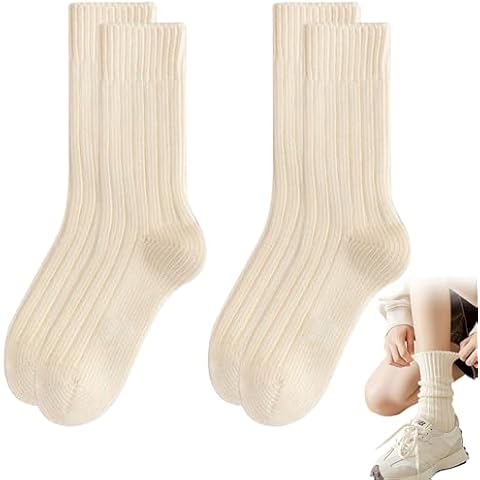 Beige Knit Slouchy Socks for Women Cover