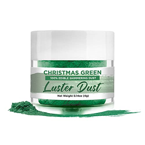 BAKELL Edible Luster Dust & Paint | Christmas Green LUSTER DUST | KOSHER Certified | Halal Certified Paint, Powder & Dust | 100% Edible & Food Grade| Cakes, Vegan Paint & Dust (Christmas Green)