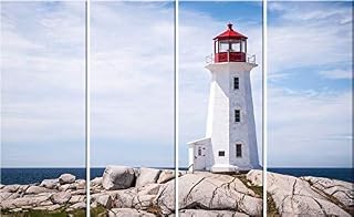 Peggy's Cove 4 Panel Canvas Wall art. Lighthouse Photography Print.