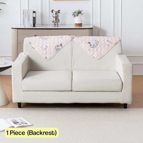 Image of House of Quirk 'Mughal Series' Printed Quilted Sofa Cover for 1 /2 /3 /4 Seater - Anti-Slip, Washable Couch Protector Slipcover (Backrest, Kamdhenu, 50x70 cm)