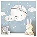Little Deco - Adhesivo decorativo de pared para habitación de niños, niñas y bebés con diseño de luna con plumas, nubes y estrellas, autoadhesivo DL263