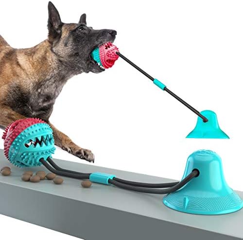 QPQEQTQ Upgrade Suction Cup Dog Toy Dog Chew Toys Interactive Dog Toys Dog Teeth Cleaning Toys Dog Toy Ball Automatically Distributes Food Squeaky Tug Toy for Dogs Non-Toxic Durable Dog Toys