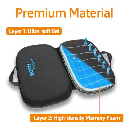 Sojoy iGelComfort 3 in 1 Foldable Gel Seat Cushion Featured with Memory Foam (A Must-Have Travel Cushion! Smart, Easy Travel Cushion) (Size: 18.5“ x 15