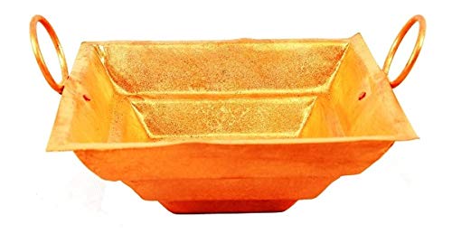 Pure Copper Hawan Kund for Poojan Purpose, Indian Cultural Religious Item Best for Home, Office.Copper,Brown,(13 x 13 Inch);Ach309
