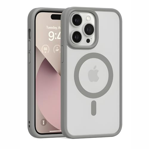 Image of AIBEX Clear Mag-Saf Case for iPhone 16 Pro Max - 1,500 G Strong Magnetic Lock, Crystal-Clear Anti-Yellowing Back | Military-Grade Drop Protection | Camera Guard, Slim & Lightweight - Grey