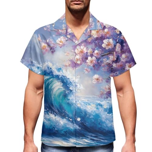 新品 ＜H＞WAVE PRINT SHIRT/シャツ ブルー M Waves Print Shirt Short Sleeves – GFW Clothing