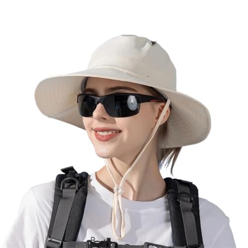 Sombrero de verano ligero de secado rápido para mujer, resistente al viento, parte superior abierta, ala ancha, senderismo, camping, Nuevo3, Talla única