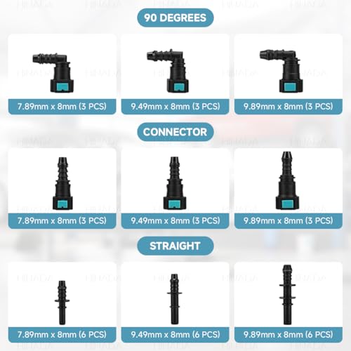 Kit de reparación para conductos de combustible que repara mangueras con racores y codos 4
