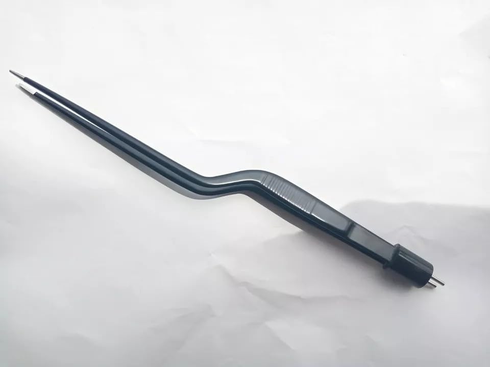 Black Reusable Non-Stick Bayonet Bipolar Forceps, 8", New Design Model