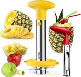 Zafnah Pineapple Corer & Slicer Tool - Stainless Steel Pineapple Peeler, Easy Core Remover, Eye Removal Tool, Pelador De Pia (Yellow with Measure Marks)