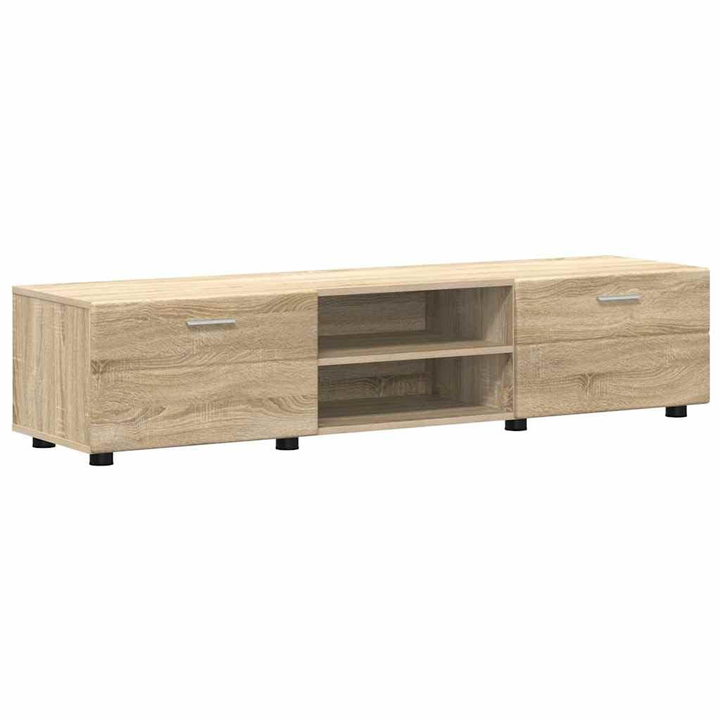 Set di mobili per TV Florin, 3 pezzi, in legno di rovere Sonoma, con ripiano alto e ripiano, moderno set di mobili per soggiorno con molto spazio e cassetti per una conservazione elegante
