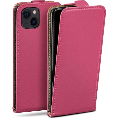 Étui de protection à rabat pour iPhone 14 anti rayure rose