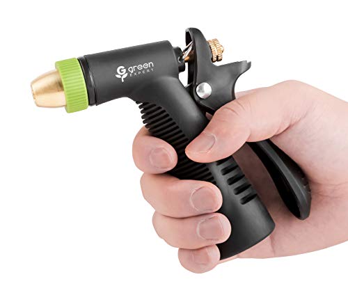 Green Expert Metal Garden Hose Nozzle with Thermoplastic Housing and Brass Tips Heavy-Duty Water Sprayer High Pressure Jetting for Car Washing Home Cleaning Garden Irrigation, 479902