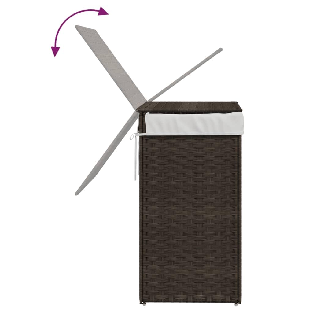 Kosz na pranie z pokrywką 46x33x60 cm Poly Rattan ciemnobrązowy
