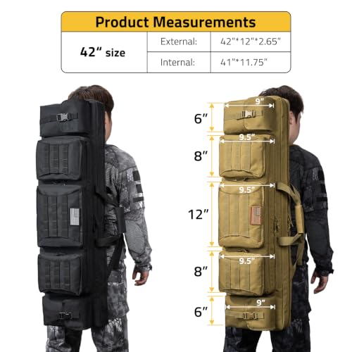 CVLIFE 42" Soft Rifle Case Double Rifle Bag Long Gun Bag Backpack Shooting - image 5