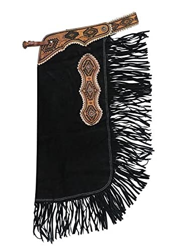 Showman Black Suede Leather Chinks w/Navajo Tooling (Medium)