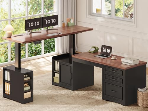 SEDETA Farmhouse L Shaped Electric Standing Desk, 63