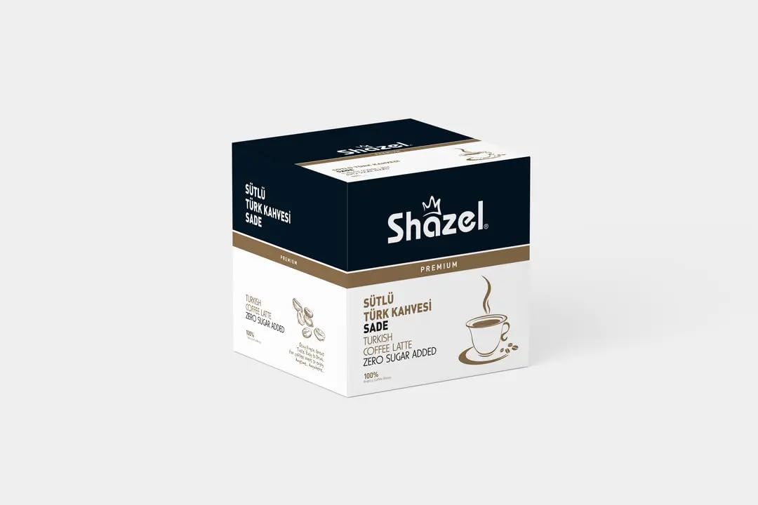Shazel Hazır Sütlü Türk Kahvesi Şekersiz - 18 gr. 12'li Kutu