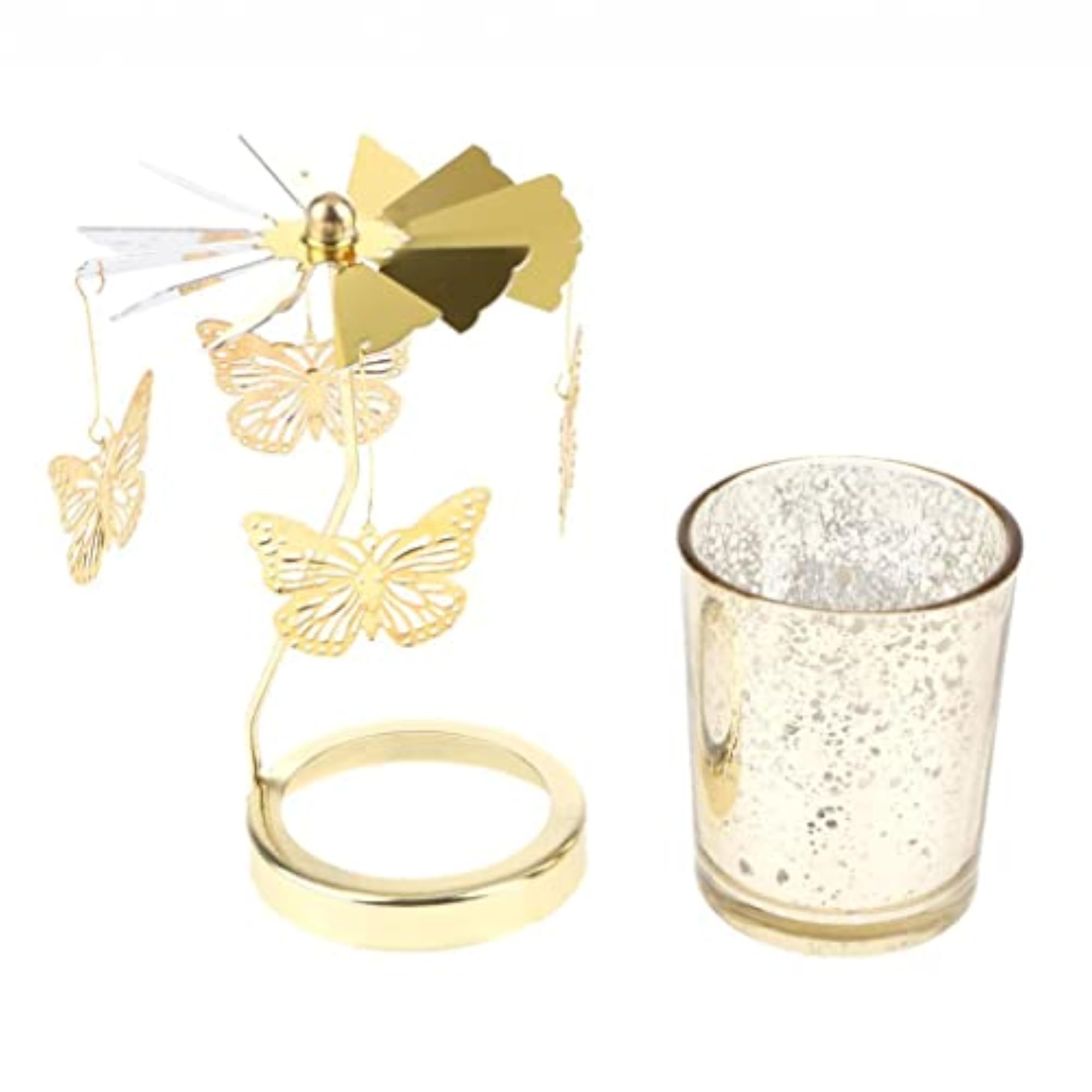 Rotating Candle Holder Stand with Butterfly Design