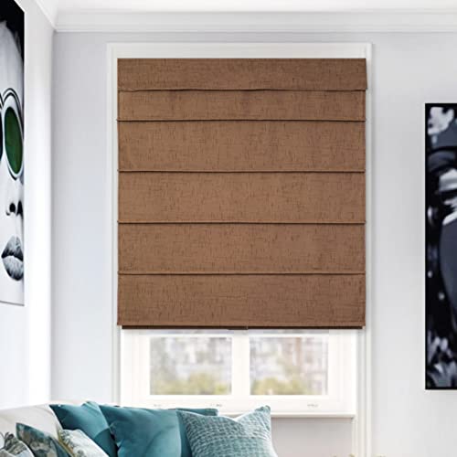 CHICOLOGY, Persianas romanas, decoración de ventana para el hogar, opaca, Café, 91 cm de ancho x 163 cm de alto