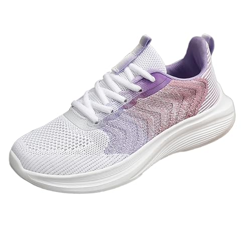 Genérico Zapatillas Mujer Negras Malla Transpirable Punta Redonda con Cordones Parte Superior Plana Mujer Zapatillas Casual (Purple, 40)