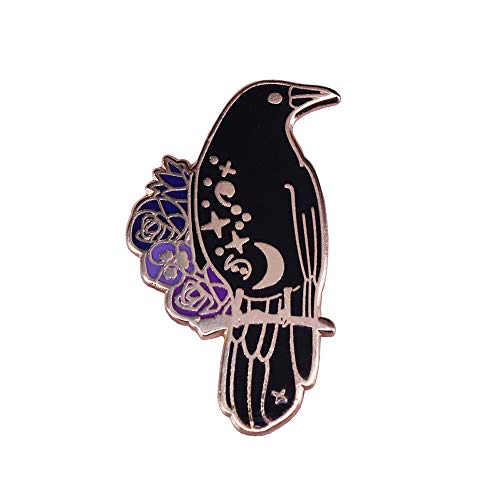U2by Crow Enamel pin Crow Lapel Bird pin Horror pin Raven Goth Witchcraft brooches for Women