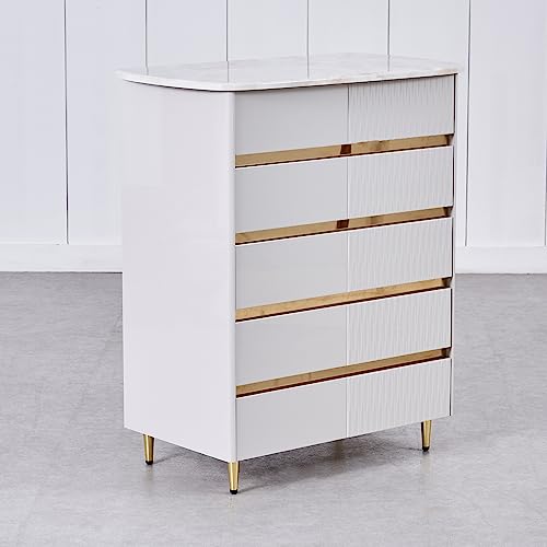 Image of Home Centre | Vegas Chest of 5 Drawers | Chest of Drawers for Bedroom | Engineered Wood | Grey | 1 Year Warranty