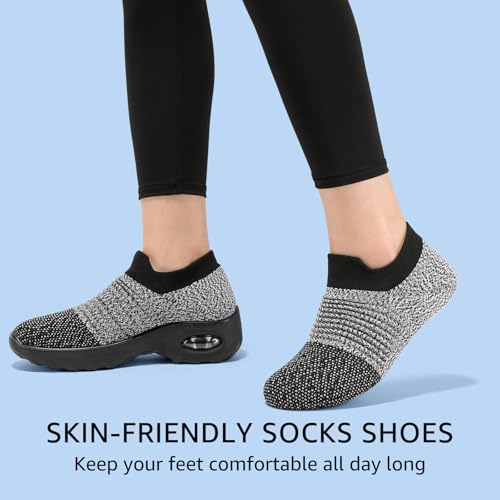 Image of HKR Women's Walking Shoes with Arch Support Lightweight Slip On Sneakers for Plantar Fasciitis