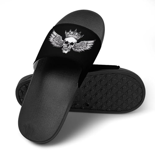 Skull and Wings Non Slip Slides Sandals for Women Men Quick Drying Shower Shoes for Bathroom Pool Beach4
