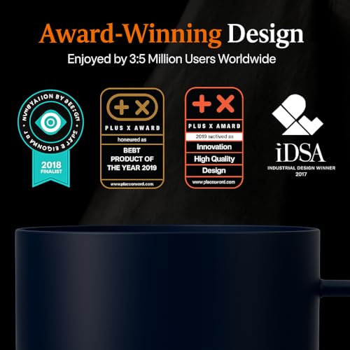 Image of Ember Temperature Control Smart Mug 2, 14 Oz, App-Controlled Heated Coffee Mug with 80 Min Battery Life and Improved Design, (PRODUCT) navy blue