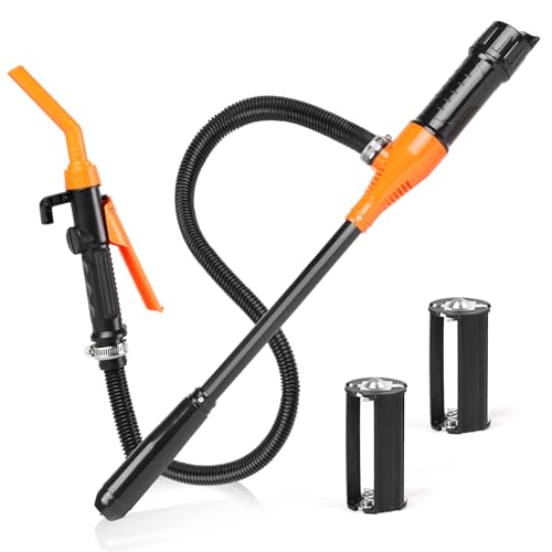 DBREAKS Elektrische Benzinpumpe, 2,4 Gallonen/min Flüssigkeitstransferpumpe, Elektrische Umfüllpumpe Transferpumpe, Batteriebetriebene Siphon Pumpe Elektrisch, Tragbare Elektrische ölpumpe für Benzin