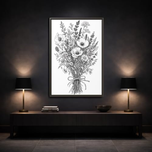 Tableau minimaliste line art avec cadre premium noir de 3cm