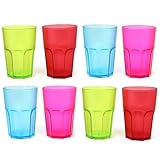 com-four® 8x Stabile Mehrweg Trinkbecher in verschiedenen Farben, bunte Mehrweg- Becher, stapelbar, 400 ml