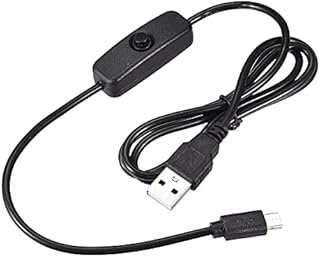 sourcing map USB Cable with ON/Off Switch, USB Male to Micro USB Male Extension Cord 1M, for LED Desk Lamp (Black, Pack of 2)
