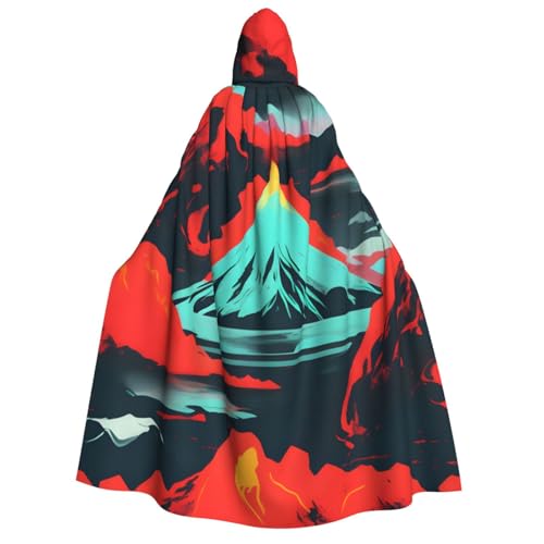 MIEKGPS Disfraz de capa larga con capucha con estampado de volcán Bloom para adultos, mujeres y hombres