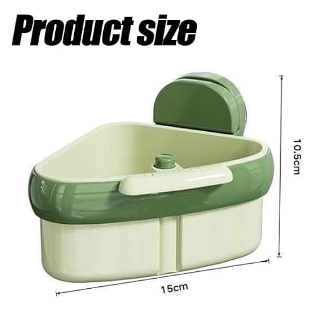 Suction Cup Sink Corner Rack, Plastic Sink Storage Rack Holder, Triangular Sinks Basket Shelf with Suction Cup Sucker, Corner Hanging, for Kitchen Bathroom Dishware(Green)