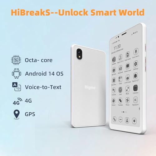 Image of Bigme HiBreakS Black and White Epaper Smart Phone,3300mAh Battery, 8-Core Processor, 6GB+128GB, 5.84 Inch Mobile Phone,White