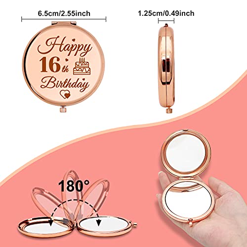 Sweet 16Th Birthday Gifts For Teen Girls Personal Compact Mirror 16 Year Old Birthday Gifts For Daughter Granddaughter Friend 16Th Birthday Gifts For Her Niece Travel Makeup Mirror Rose Gold #TOP4