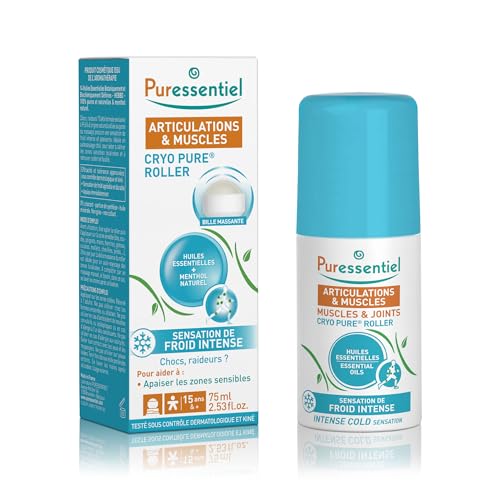 Puressentiel - Articulations et Muscles - Roller Cryo Pure aux 14 Huiles Essentielles - Effet froid intense rapide et durable - 75 ml