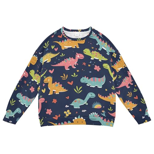 JUNZAN Cute Funny Kids Colorful Dinosaurs Kids Boys Hooded Sweatshirt Crewneck Boys Sweat Shirt Party 4T