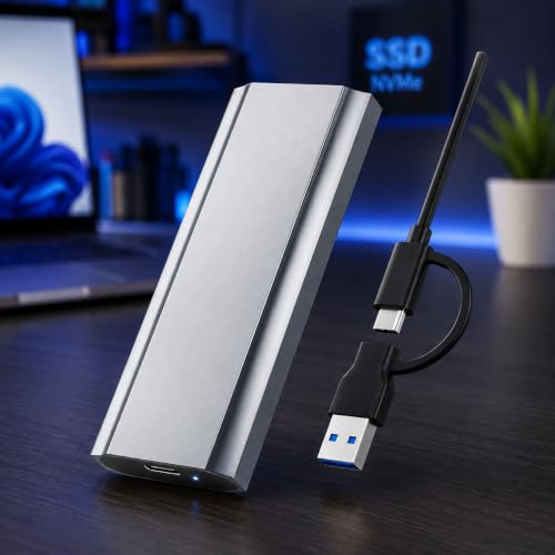 Case Externo SSD M.2 NVMe USB 3.1 Tipo-C Velocidade 10Gbps | Compatível Windows, Mac e Linux | Adaptador Gabinete Externo Tamanho 2230/2242/2260/2280 Portátil Premium