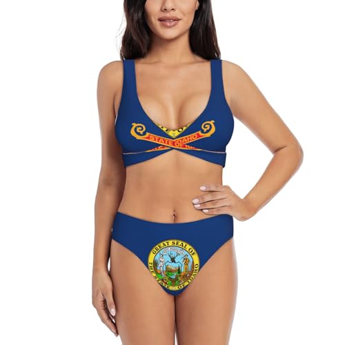 Bikini 2 pièces femme Idaho State maillot de bain taille haute