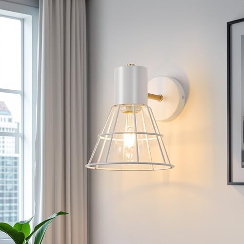Weiße Metall Wandlampe Innen,Industrial Wandbeleuchtung Vintage Wand Lampe