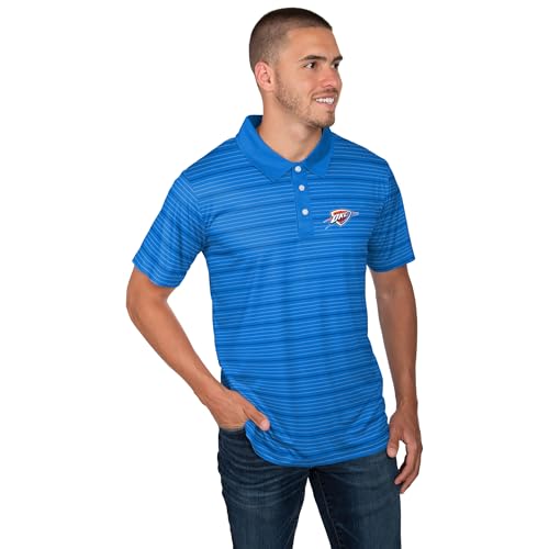FOCO Oklahoma City Thunder NBA Mens Striped Polyester Polo - S Team Color