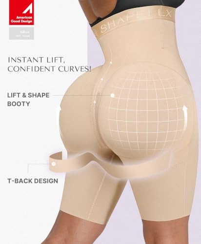 Image of SHAPELLX High Waist Butt Lifting Tummy Control Shapewear Shorts | Under dress shorts,15-inch crotch zipper, breathable stretch fabric, anti-roll support,easy bathroom access, everyday wear