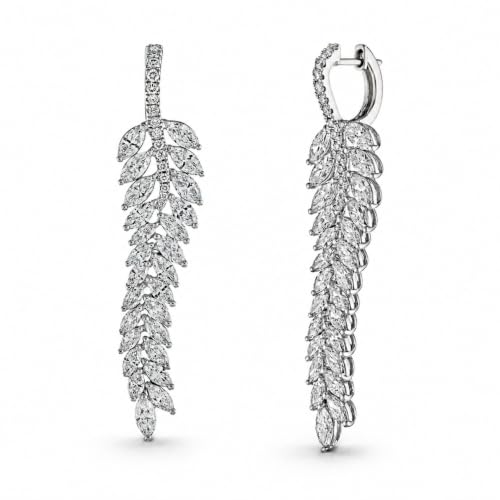 Leaf Fall Cascade 6.04 Carat Diamond Dangle Earrings in 18K White Gold