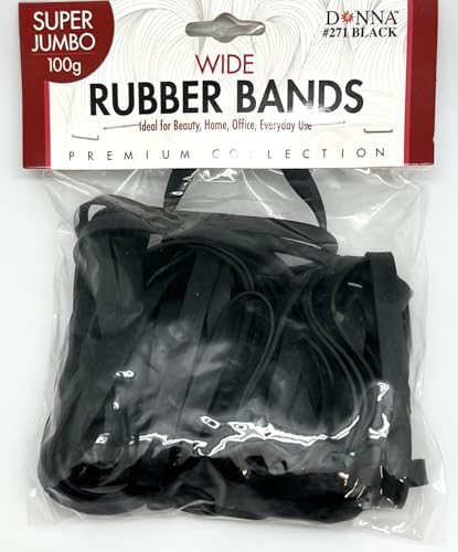 Donna Wide Rubber Bands – 100g Super Jumbo Pack for Hair Styling, Office, Home & Multi-Purpose Use – Strong Hold, Premium Elastic Rubber, Black