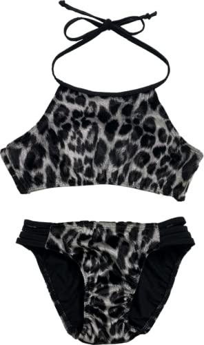 Image of Cheryl Creations Kids Girl's Cheetah Print Two Piece Velvet Swimsuit Bikini