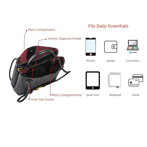 Bolso Tote tejido para mujer con asa superior y bandolera miniatura 5