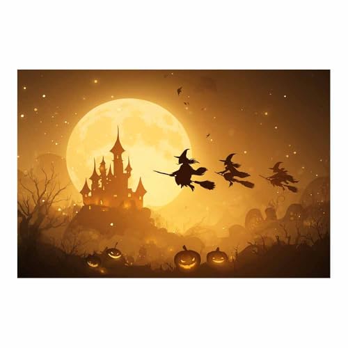 Toile Halloween château des sorcières DunPei Décor décoration murale chambre salon or166